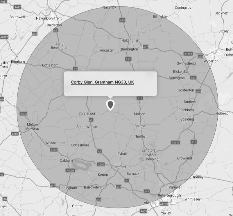 Map showing locations covered by our services.